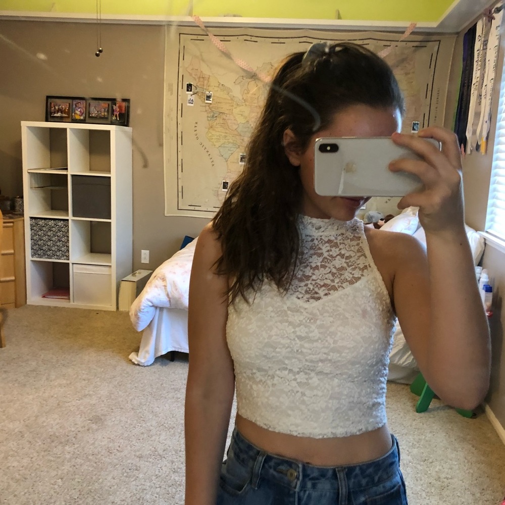 High collared lace shirt